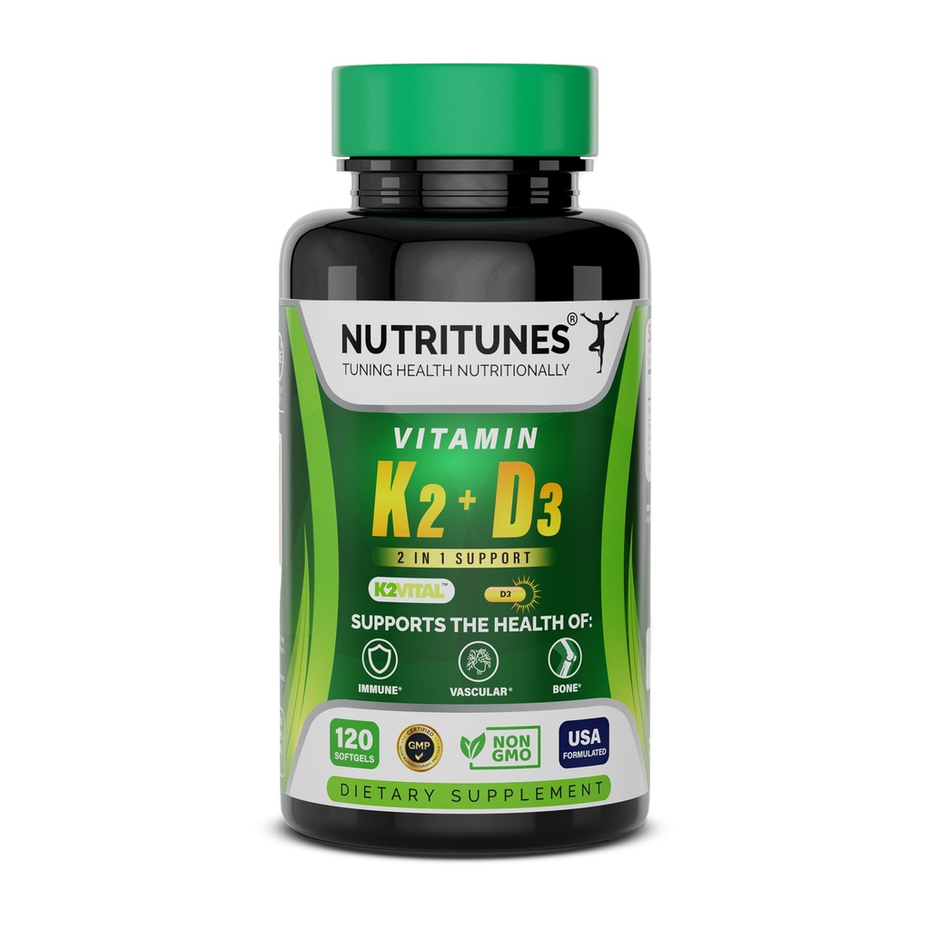 Βιταμίνη D3 K2-5000 IU D3 & 100 mcg K2 MK-7 – Υποστηρίζει την υγεία των οστών, της καρδιάς και του ανοσοποιητικού – K2 D3 συμπλήρωμα βιταμίνης – 120 Softgels, 4 μήνες προσφοράς