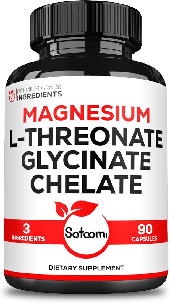 Satoomi 3in1 1200mg Συμπλήρωμα L-Θρεονικού μαγνησίου με Γλυκινικό μαγνήσιο & Χηλικό μαγνήσιο - 90 Κάψουλες
