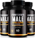 (3 Pack) Νέες κάψουλες ροής XL για άνδρες, χάπια αρσενικών XL NewFlow, όλα φυσική φόρμουλα για μυϊκή μάζα και μέγιστη απόδοση, επίσημες κριτικές NewFlowXL (180 κάψουλες)