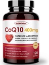 ZEBORA CoQ10-400mg-Softgels με PQQ, BioPerine & Omega-3, Coenzyme Q10(Ubiquinone) συμπλήρωμα για την υψηλή απορρόφηση, ισχυρό-αντιοξειδωτικό, υποστήριξη καρδιά & ενέργεια-παραγωγή, 120 υπηρεσίες