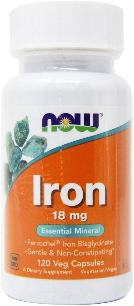 Τώρα τρόφιμα σιδήρου Ferrochel(r), 120 Vcaps 18 mg (πακέτο του 2)