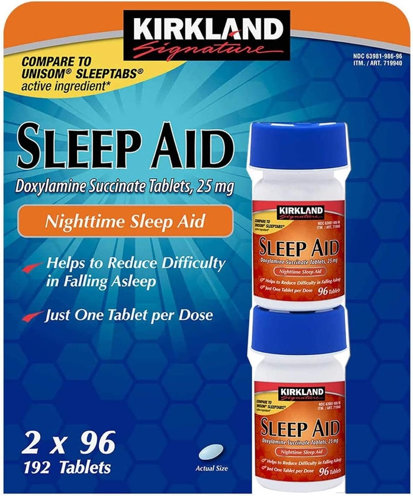 Kirkland Sleep Aid Δοξυλαμίνη Ηλεκτρικό 25 mg 192 δισκία
