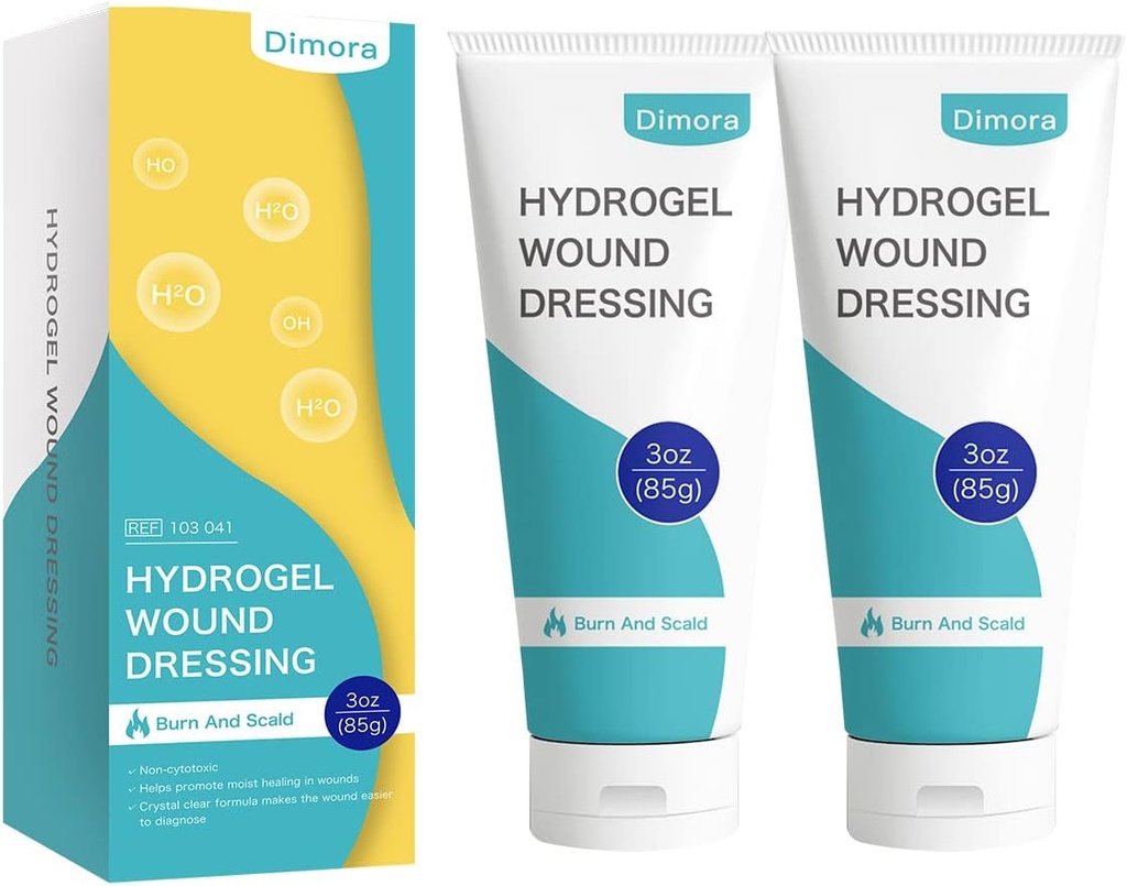 Dimora 2 Πακέτα 6oz Υδρογέλιο Αλοιφή πρώτων βοηθειών, Burn Injory Καταπραϋντικό Gel, Κρέμα επιδιόρθωσης δέρματος για Κάψιμο έκτακτης ανάγκης, Μετεγχειρητικές Τομές, Μελανιές, Περιποίηση Τραυμάτων