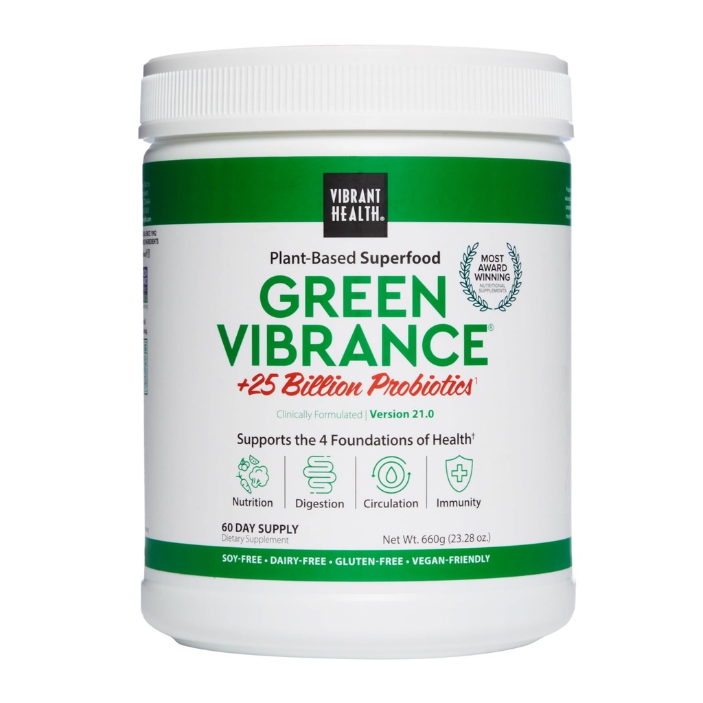 Ζωηρή Υγεία, Πράσινη Δόνηση, Vegan Superfood Powder, Boost Energy, 60 εξυπηρετήσεις