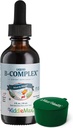 Maxi Health Raspberry Liquid Vitamin B Complex, συμπλήρωμα με βιταμίνη Β12 - Υπογλώσσιες σταγόνες Β για παιδιά με B1 B2 B3 B5 B6 Biotin Folic Acid, για την ενέργεια & λειτουργία του εγκεφάλου - 2 fl. Oz, Green Pillbox