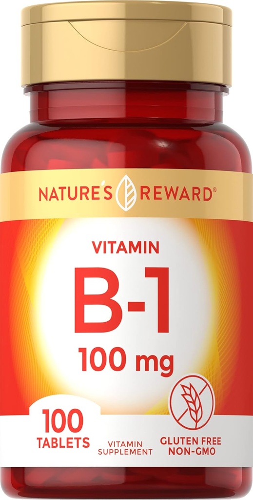 Βιταμίνη B1 100mg (Thiamine) - 100 Count - Χορτοφαγική, Μη ΓΤΟ & Χωρίς Γλουτένη Συμπλήρωμα - από την Επιβράβευση της Φύσης