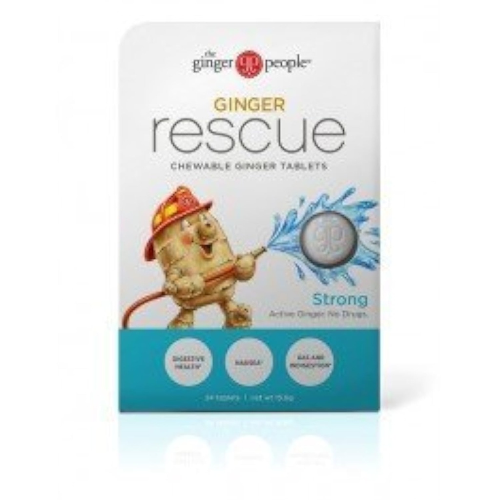 The Ginger People Ginger Rescue® Chewable Tablets Drug Free Digestive Health, 5. 5 oz Chewable Tablets, Strong Ginger Flavor, 0.55 Oz, 10 Count Caddy (240 Tablets)