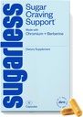 Sugarless Stop Sugar Cravings Supplement, φυσικό curb όρεξη και Sugar Suppressant Formula Υποστήριξη w/Chromium Picolinate + συμπλήρωμα βερβερίνης, μη GMO Hunger Καταπιεστικό για γυναίκες & άνδρες (15 ct)