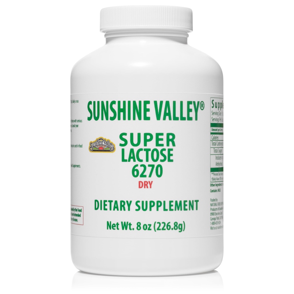 Sunshine Valley® Super Lactose Dry Powder (FREE FLOW POUUR) - Φυσικό γλυκαντικό & ενισχυτικό ψησίματος, ζάχαρη σε σκόνη για μαγείρεμα & μείγματα τροφίμων, Σταθεροποιητής & Filler τροφίμων - 8 oz