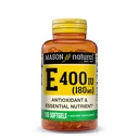 MASON ΦΥΣΙΚΗ Βιταμίνη E 180 mg (400 IU) - Αντιοξειδωτικό και Ουσιαστικό Θρεπτικό, Υγιές Ανοσοποιητικό Σύστημα, Δέρμα και Μάτια, Ολόκληρο το Σώμα Συμπλήρωμα, 100 Softgels