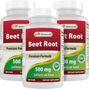 Best Naturals Beet Root Powder 500 mg 180 κάψουλες (180 Count (Pack of 3))
