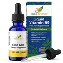 Liquid Vitamin B9 Folic Acid Supplements - VIT B Drops for Brain & Digestive Function, Liver Support - Gluten-Free, Non-GMO, Vegan - Nutritional Supplement for Adults - 1 fl. oz.