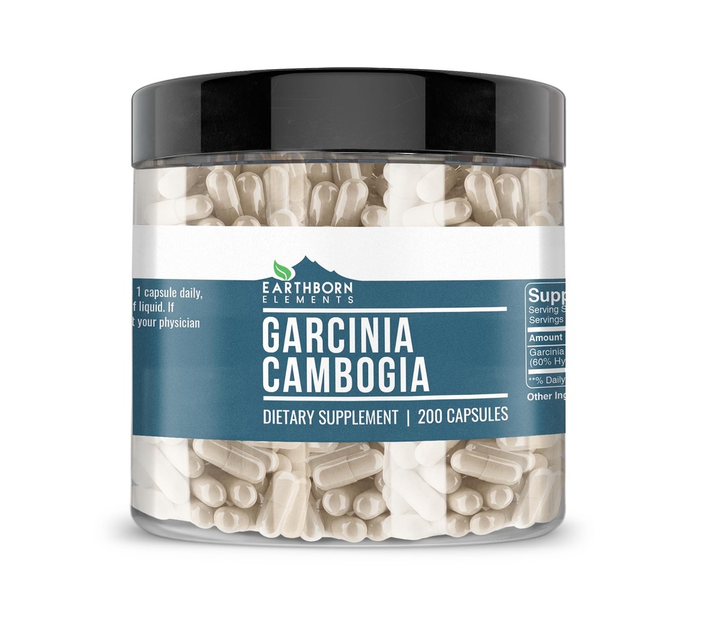 Γήινα στοιχεία Garcinia Cambogia 200 κάψουλες, καθαρό & μη αραιωμένο, χωρίς πρόσθετα