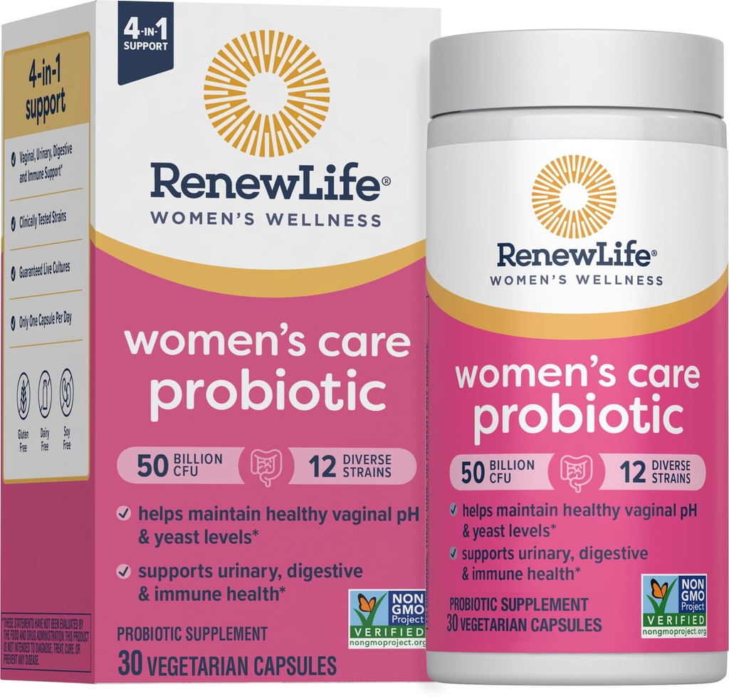 Renew Life Γυναικεία Probiotic Κάψουλες, 50 δισεκατομμύρια CFU Εγγυημένα, Υποστηρίζει το pH Ισορροπία, Κολπικό, Ουρολοίμωξη, Πειθαρχία και Ανοσοποιητική Υγεία(2), L. Rhamnosus GG, Γαλακτοκομικά, Σόγια και Χωρίς Γλουτένη, 30 Count