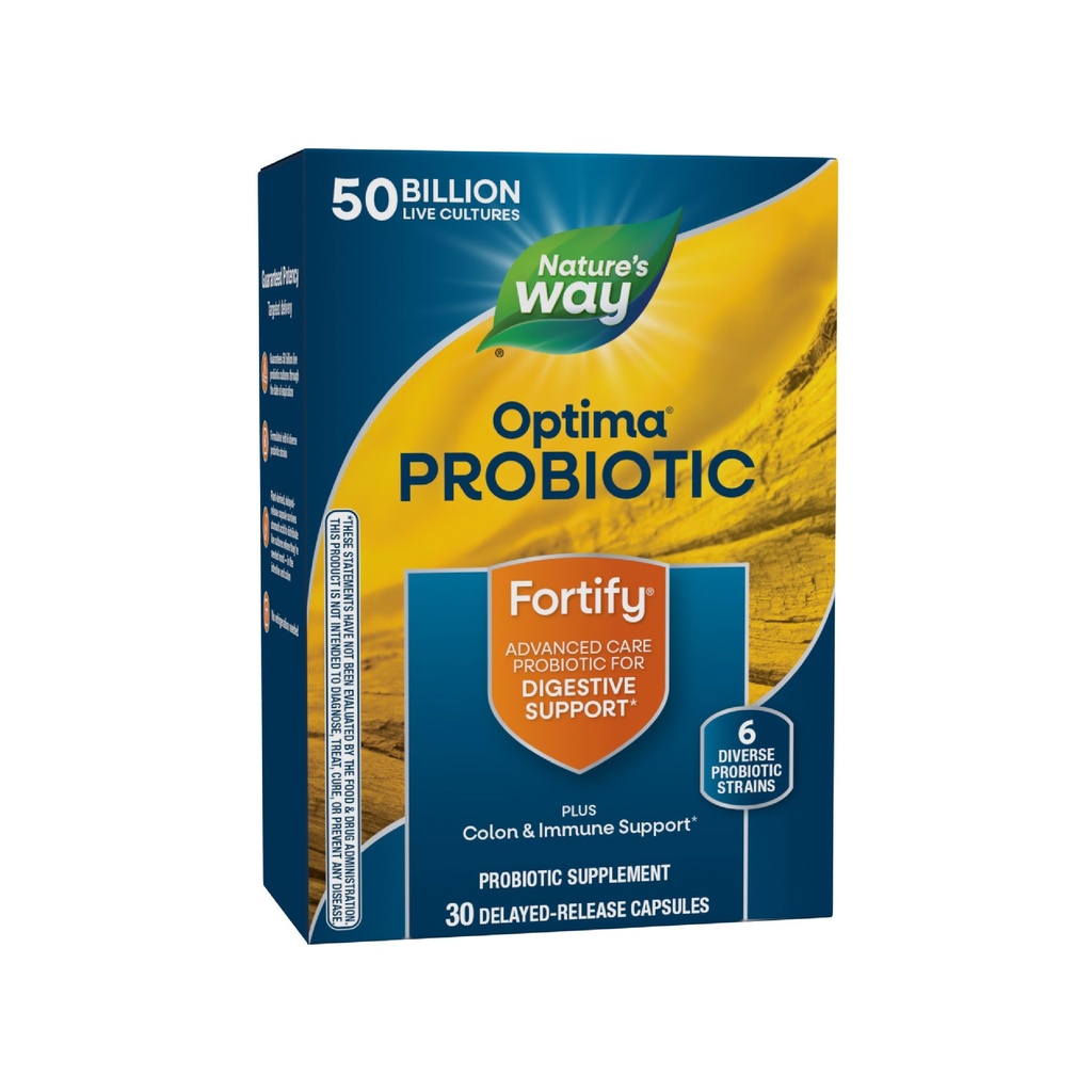 Nature's Way Fortify Optima Probiotic για άνδρες και γυναίκες, 50 Billion Live Cultures, 6 Strains, Supports Digestive and Immune Health*, 30 Κάψουλες (Packing May Vary)