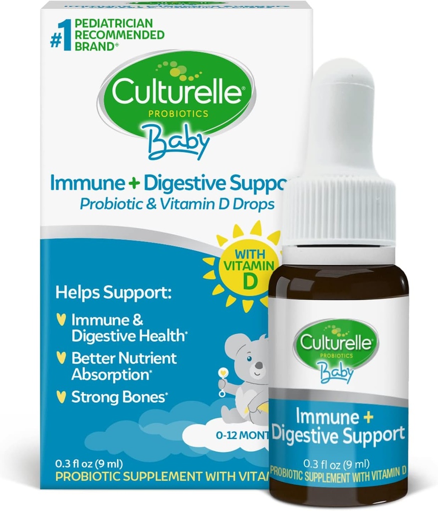 Culturelle Baby Probiotic + Vitamin D Grow & Thrive Drops, 0.30 oz, συμπλήρωμα προβιοτικών για βρέφη, υποστηρίζει την ανάπτυξη της υγείας