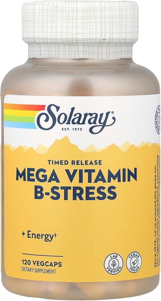 Solaray Mega B Stress Δύο Στάδιο Timed Release Supplement, 120 Count