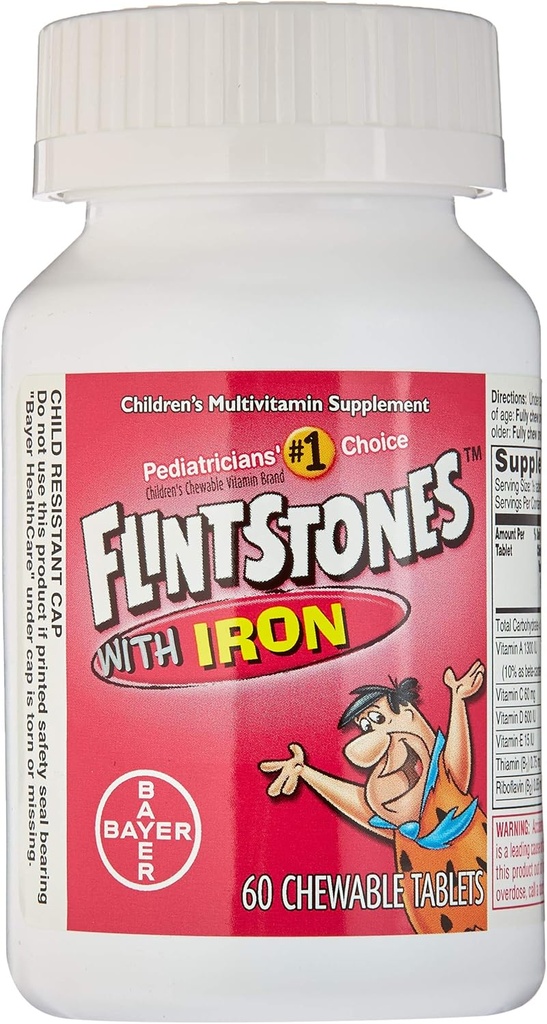 Flintstone Vit W/Iro Μέγεθος 60s Flintstones Childrens Multivitamin Supplement W/ Iron Chewable Tabs 60 Ct (Συσκευή του 2)