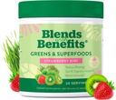 360 Διατροφή Μείγματα με Οφέλη Super Greens Σκόνη w/Probiotics, Digestive Ένζυμα, Ζάχαρη & Χωρίς Γλουτένη, Φυτική βάση Superfood Drink Mix for Gut Health, Bloating, Ανοσία, Συνολική Υγεία, 6.35 oz