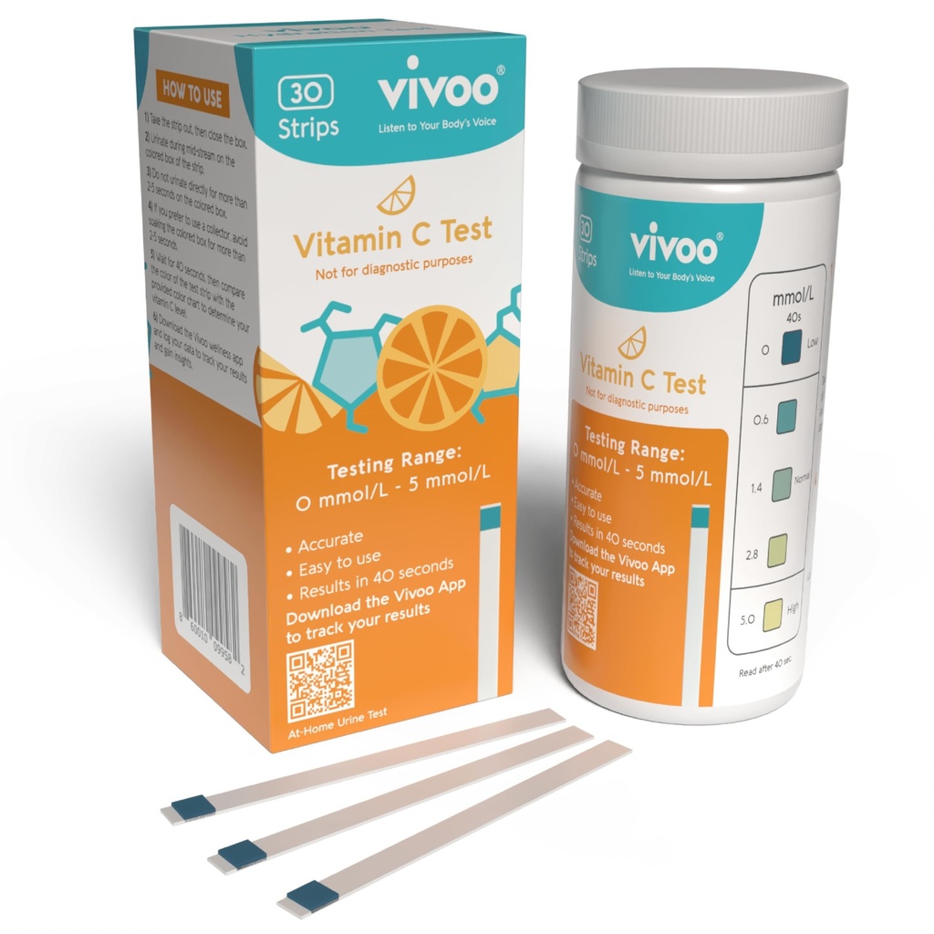 Vivoo Test Strip - Παρακολουθήστε τη βιταμίνη C κατάστασή σας στο σπίτι! 40-δεύτερη δοκιμή για ακριβή επίπεδα, σας ενδυναμώνει για να βελτιστοποιήσετε τη διατροφή σας - 30 ταινίες