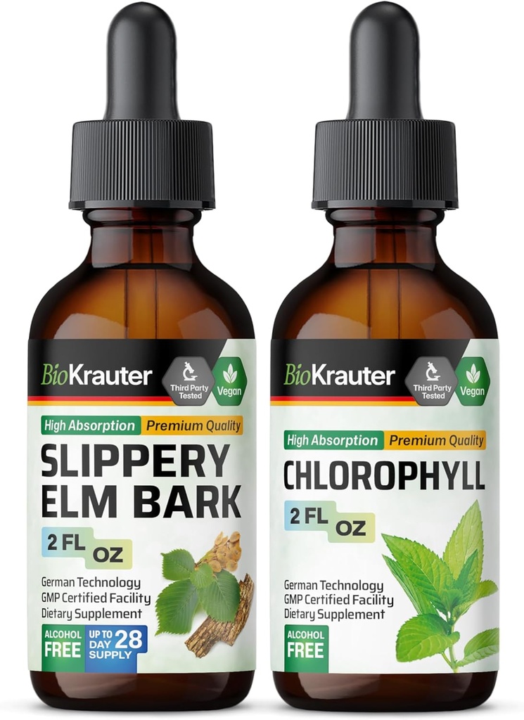 BIO KRAUTER Slippery Elm Βάμμα 2 Fl. Oz. & Chlorophyl Βάμμα 2 Fl. Oz.