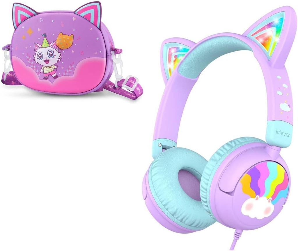 IClever Ενσύρματη Παιδικά ακουστικά Cat Ear Meow Γλειφιτζούρι & ακουστικά