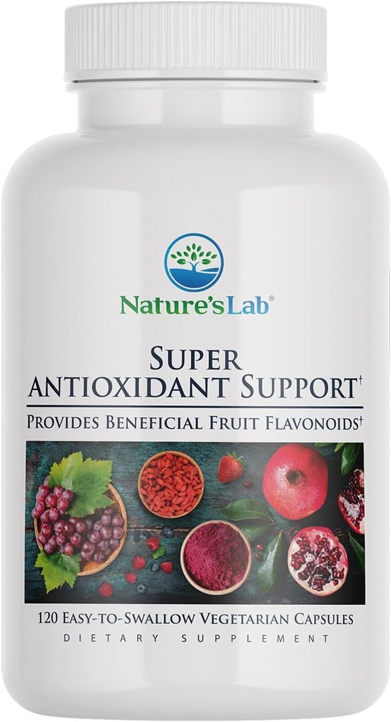 Nature's Lab Super Antioxidant Support - Resveratrol, Acai, Goji Berry, Noni Fruit, Pomegranate - 120 Capsules (60 Day Supply)