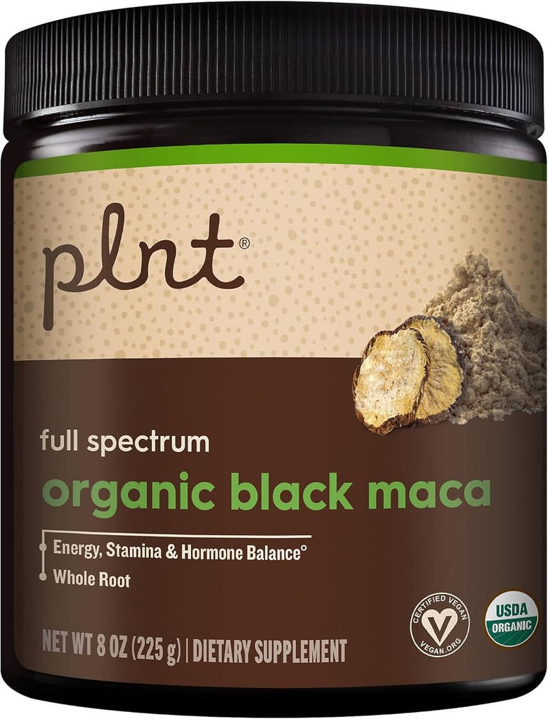 Βιολογικό Μαύρο Maca Powder Full Spectrum - Υποστηρίζει την ενέργεια, Stamina, & Hormone Balance (8 oz./45 Servings)