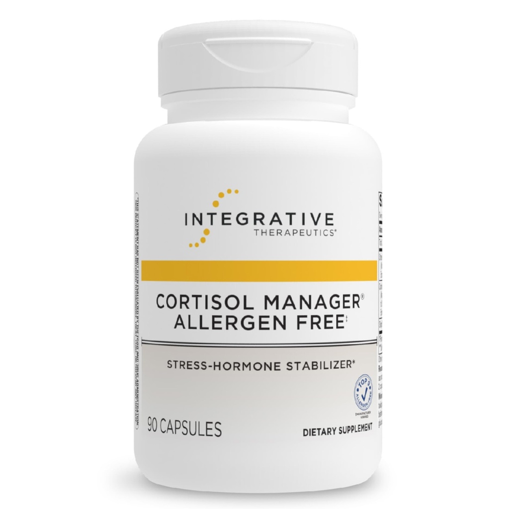 Integrative Therapeutics Cortisol Manager Allergen Free - Adrenal Health Support Supplement for Healthy Stress Response* - Vegan, Non-Dairy & Gluten-Free - 90 Capsules (45 Servings)