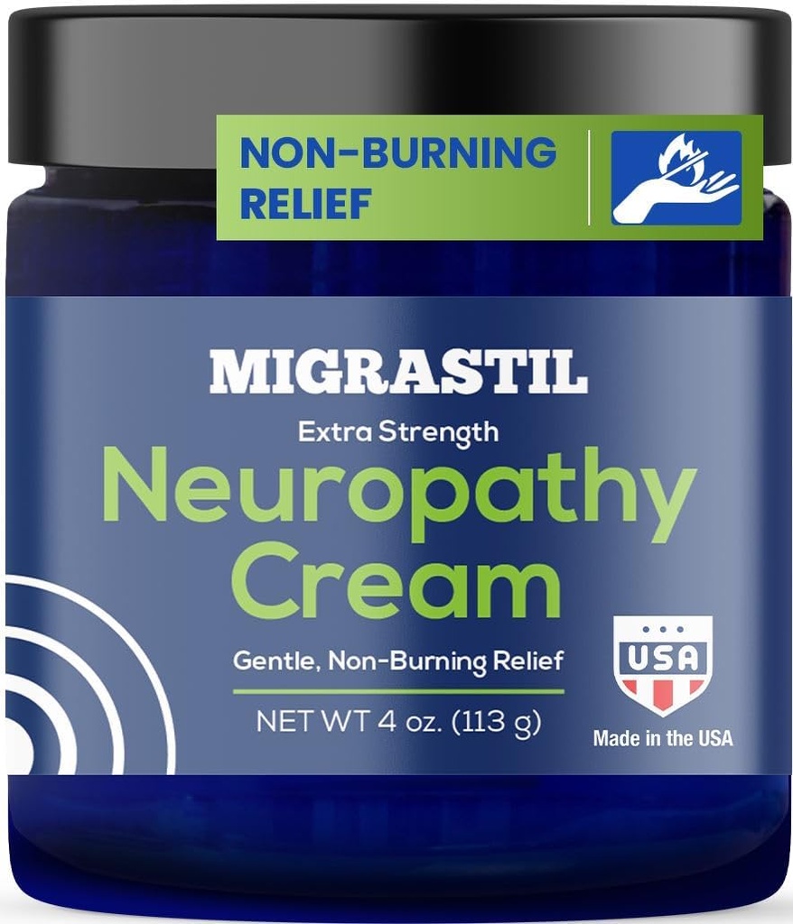 Βασική κρέμα ανακούφισης Vigor Migrastil Neuropathy Extra Strength for Feet, Legs, and Hands. Φτιαγμένο στις ΗΠΑ. Vegan και Cruelty-free, Μη-Γκρίζο, απαλό, μη-Burning με αποτέλεσμα ψύξης (4 oz.)
