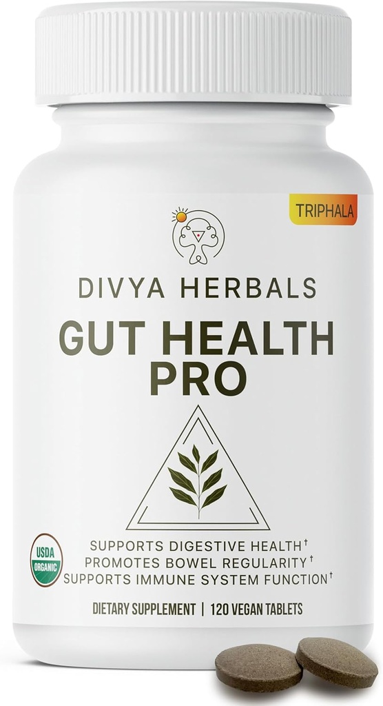 Gut Health Pro - Bloat Relief, Detox & Digestive Support - 100% Καθαρή Βιολογική Τρίπαλα συμπλήρωμα - για γυναίκες και άνδρες - Μη επικαλυμμένα δισκία Vegan -120Ct