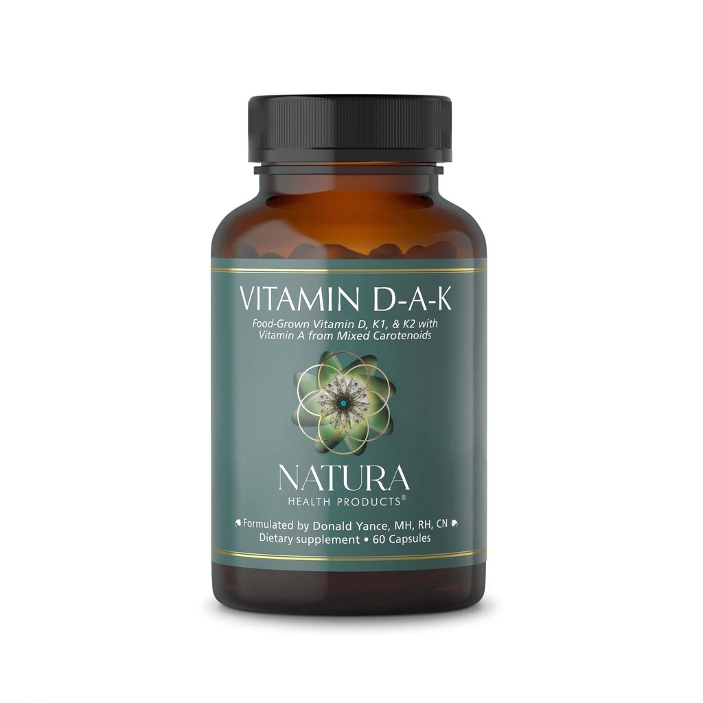 Natura Health Products D-A-K (ADK) – D3 5000 IU, K2 50 mcg, K1 550 mcg & Βιταμίνη A 1000 IU – Οστική, καρδιακή και ανοσοποιητική υποστήριξη – Μεταβολισμός του ασβεστίου με λιπαρά- 60 κάψουλες χορτοφάγων