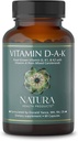 Natura Health Products Vitamin D-A-K Supplement - Υποστηρίζει Υγιής λειτουργία των οστών, της καρδιάς και του οράματος, με βιταμίνες D3 5000 IU, A 1000 IU, K2 50 mcg, K1 550 mcg, Βιοδιαθέσιμες (60 κάψουλες)
