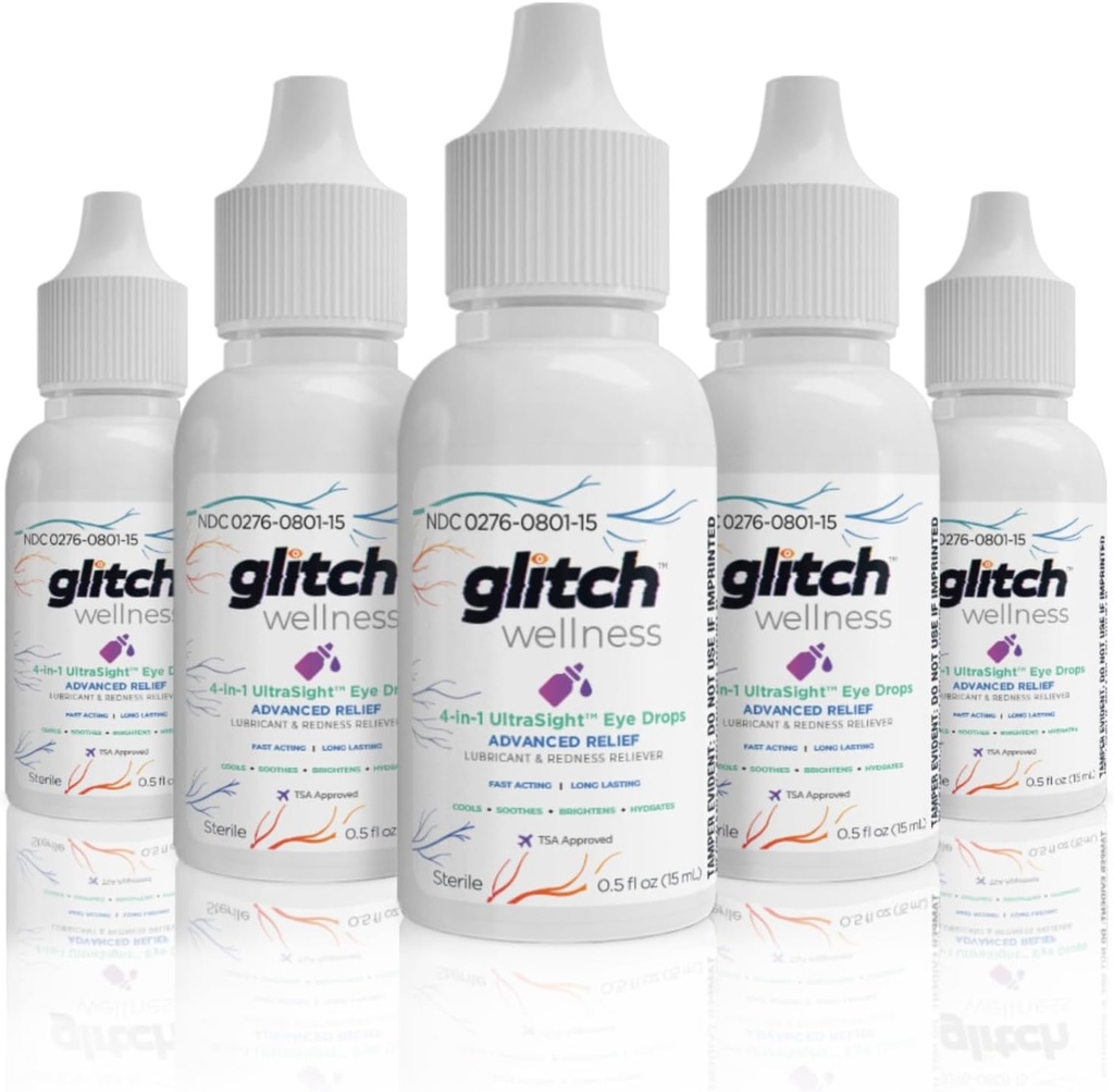 Glitch UltraSight Eye Drops for Dry Eyes 15mL - 4 in 1 Advanced Relief Dry Eye Drops - All Day Comfort with Hydration, Brightening, Cooling - Αποτελεσματικά Καταπραΰνει Ερεθισμό & ξηρότητα (5)