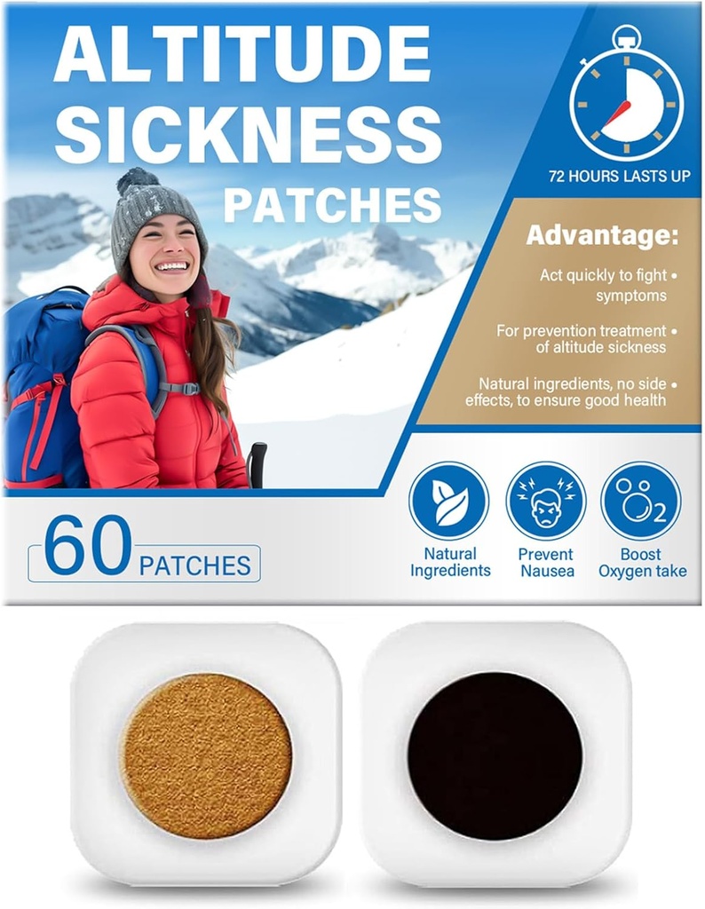 Yasirona Υψόμετρο Patches Πρόληψης Ασθένειας, Καταπολέμηση Υψηλής Υψόμετρο Ασθένειας Συμπτώματα, Ενισχύει την Πρόσληψη Οξυγόνου, Υποστηρίζει την ταχεία Υψηλό Υψόμετρο Επιτάχυνση ((60 Count - Pack of 1))