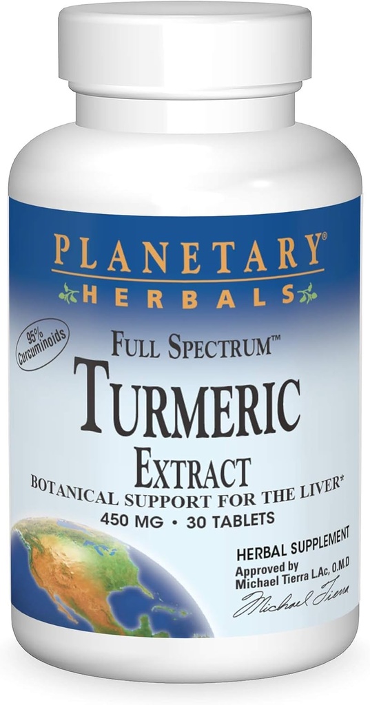 Planetary Herbals Full Spectrum Turmeric Extract Tablets, 450 mg, 30 Count