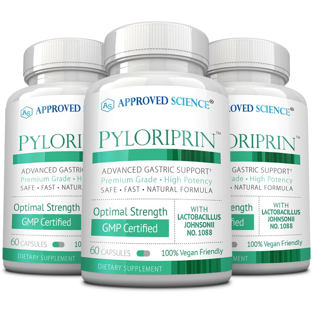 Εγκεκριμένη Επιστήμη Pyloriprin - Προηγμένη Digestive Υποστήριξη για ένα υγιές στομάχι - Ψευδάργυρος L-Καρνοσίνη, Προβιοτικό, Broccoli Sprout, Deglycyrrhized Licorice - 180 Κάψουλες - Τρεις Μήνες Προμήθεια - Vegan
