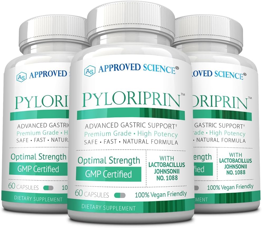 Εγκεκριμένη Επιστήμη Pyloriprin - Προηγμένη Digestive Υποστήριξη για ένα υγιές στομάχι - Ψευδάργυρος L-Καρνοσίνη, Προβιοτικό, Broccoli Sprout, Deglycyrrhized Licorice - 180 Κάψουλες - Τρεις Μήνες Προμήθεια - Vegan