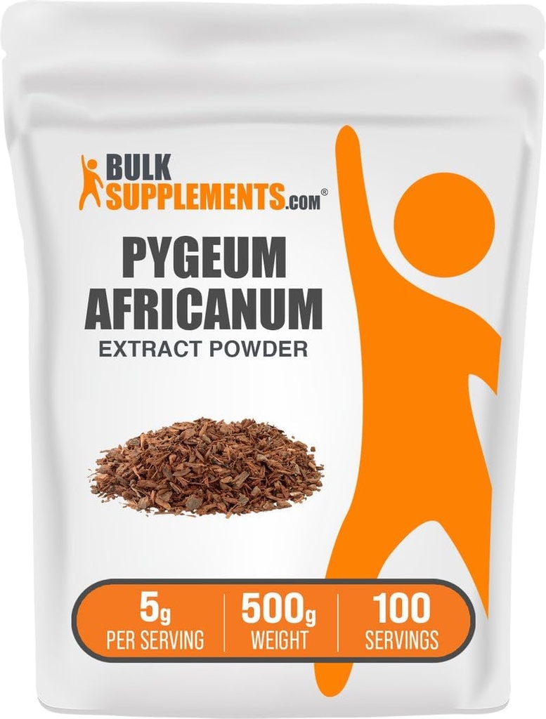 BulkSupplements.com Pygeum Africanum Extract Powder - από το Pygeum Bark, Συμπλήρωμα Διατροφής - Χωρίς γλουτένη - 5g ανά Σερβίρισμα, 500g (1.1 lbs) (πακέτο των 1)