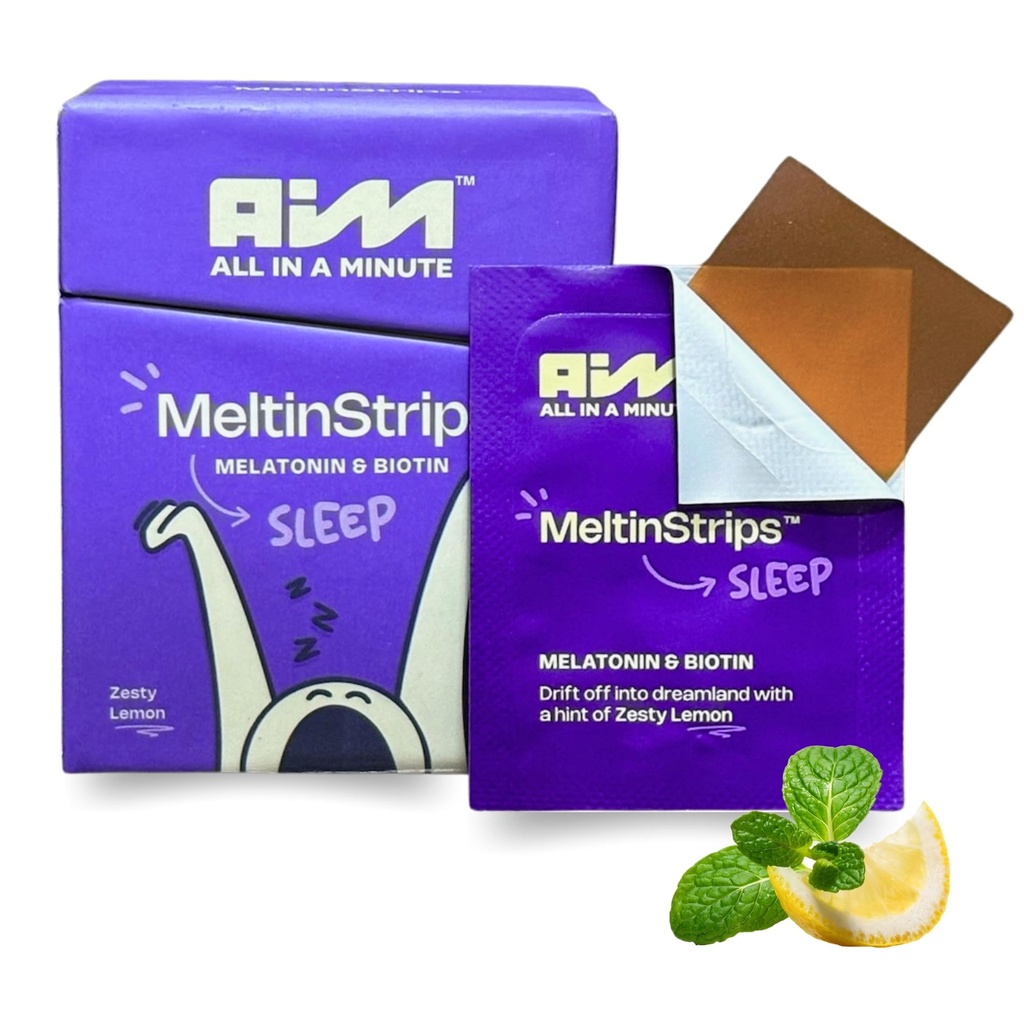 Meltin StripsTM Γρήγορες Stripγες ύπνου με 5mg μελατονίνη, βιοτίνη, ρίζα βαλεριάνας, βάλσαμο λεμόνι & χαμομήλι 