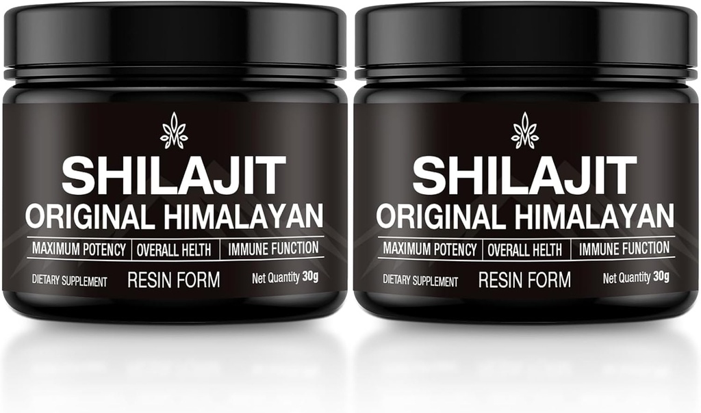Shilajit Καθαρό Ιμαλαΐων Βιολογικό Shilajit Resin Gold Βαθμός 100% Καθαρό Shilajit για άνδρες & γυναίκες με Fulvic Acid, 85+ Trace Minerals, Εργαστηριακή δοκιμή για την ενέργεια, ανοσοποιητική υποστήριξη, 30 γραμμάρια (2 πακέτο)
