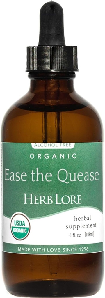 Herb Lore Ease The Quease Tincture - Βιολογικό Υγρό Τζίντζερ, μέντας και μάραθο Drops to Settle Upset Στομάχι, Ασφαλές για Παιδιά & Ενήλικες - 4 fl oz