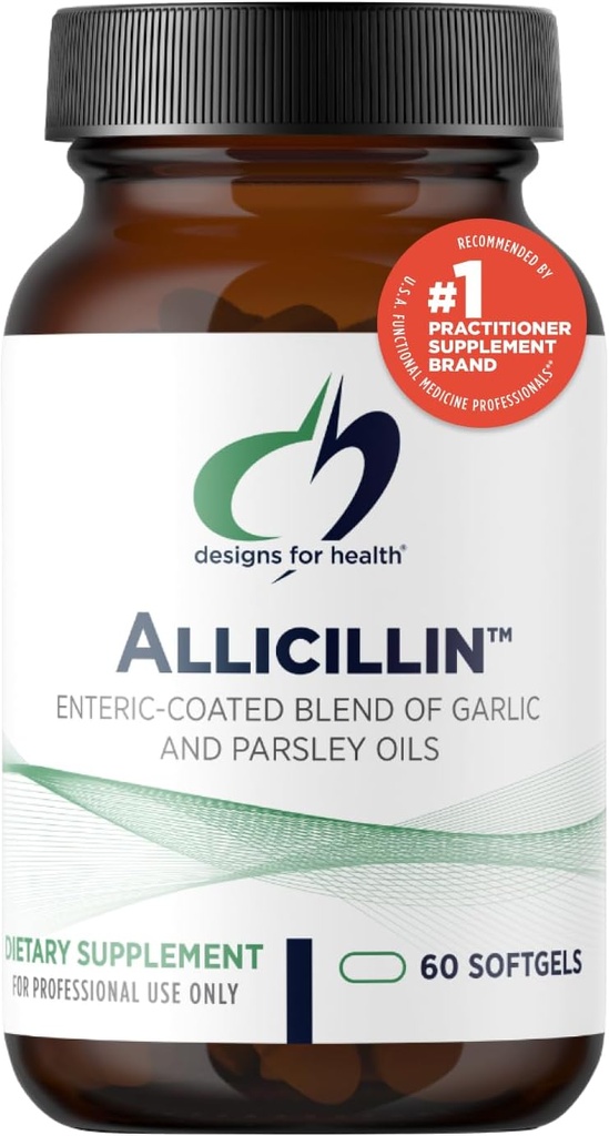 Designs for Health Allicillin - Allicin Supplement with 200mg Σκόρδο Λάδι + Παστινάκη - Χάπια σκόρδου με Ισχυρά Σουλφίδια - Enteric Coated to Help Reduce Odor, Non-GMO (60 Softgels)