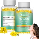 2 Pack Mullein Gummies - Mullein Leaf Extract for Lungs,Lung Detox Cleanse for Smokers,Mullein Lung Support Supplement for Immune Support,Mucus Relief,120 Sugar Free Vegan Gummies