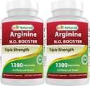 Best Naturals L-αργινίνη NO Booster Triple Strength 1300 mg Σερβίροντας 120 κάψουλες Veg (120 Count (Pack of 2))