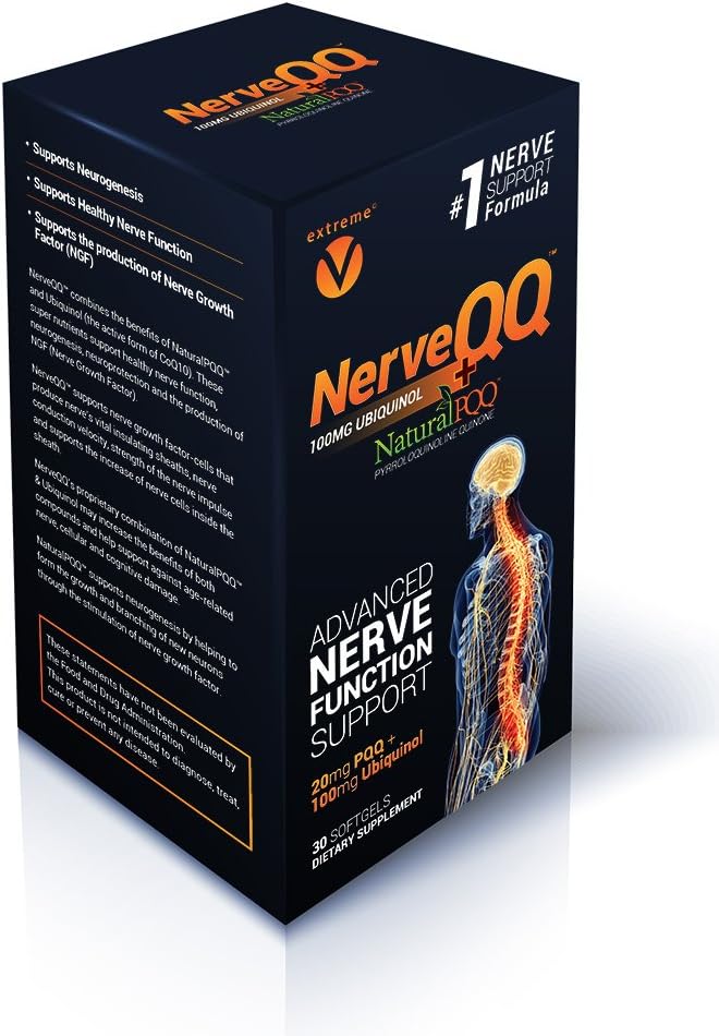 NerveQQ Ultra Advanced Formula Neuropathy Support - #1 Προτεινόμενος παράγοντας ανάπτυξης νεύρων (NGF) Υγεία και λειτουργία. 100mg Ubiquinol (QH) συν φυσικό PQQ 20mg (χορτοφαγικά Softgels)