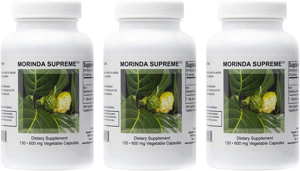 Supreme Nutrition Morinda Supreme, 130 ολόκληρα χορτοφαγικά κάψουλες Noni