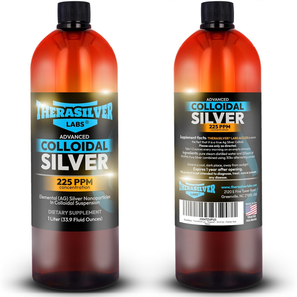 Labs ACS 225 Advanced Colloidal Silver Liquid for Immune Support, 225 PPM with Bioactive Nano Particles, Family Size 1 Liter