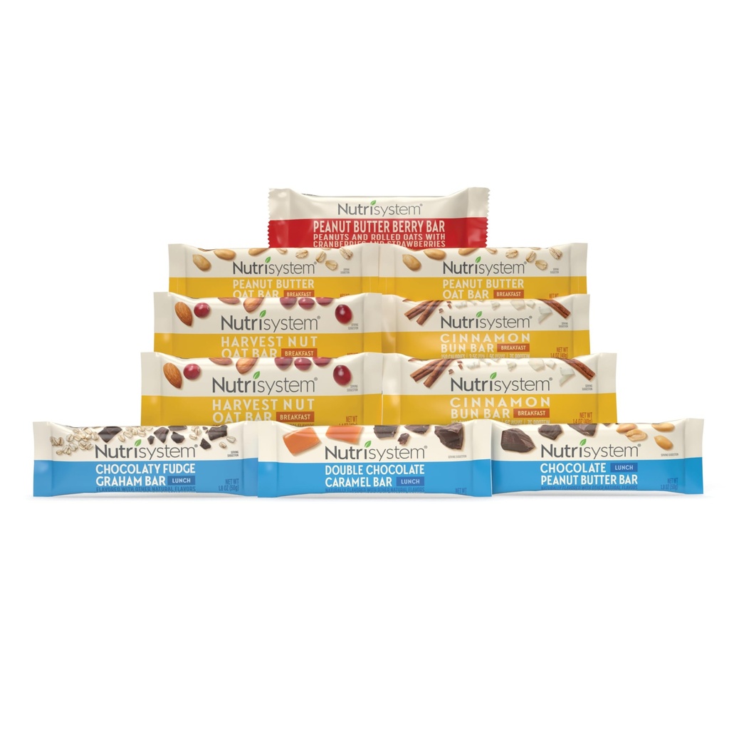 Nutrisystem® Πρωινό και γεύμα Bar Variety Pack, βοηθά την απώλεια βάρους υποστήριξης - 10 κόμης