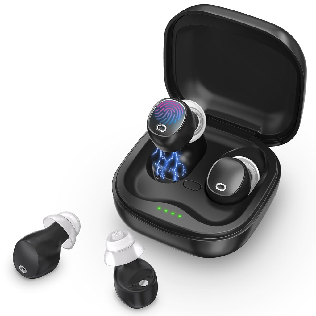 Βοηθήματα ακοής, Επαναφορτιζόμενα Βοηθήματα ακοής για ηλικιωμένους με έλεγχο έντασης αφής, 16-Channel Ψηφιακός ενισχυτής ακοής με μείωση θορύβου, Confort Αόρατη Fit